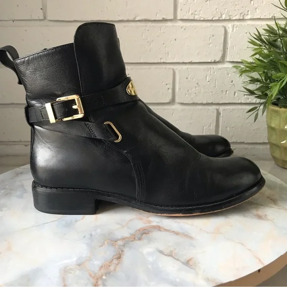 Michael Michael Kors Arley Black Leather Ankle Boots - Picture 1 of 13